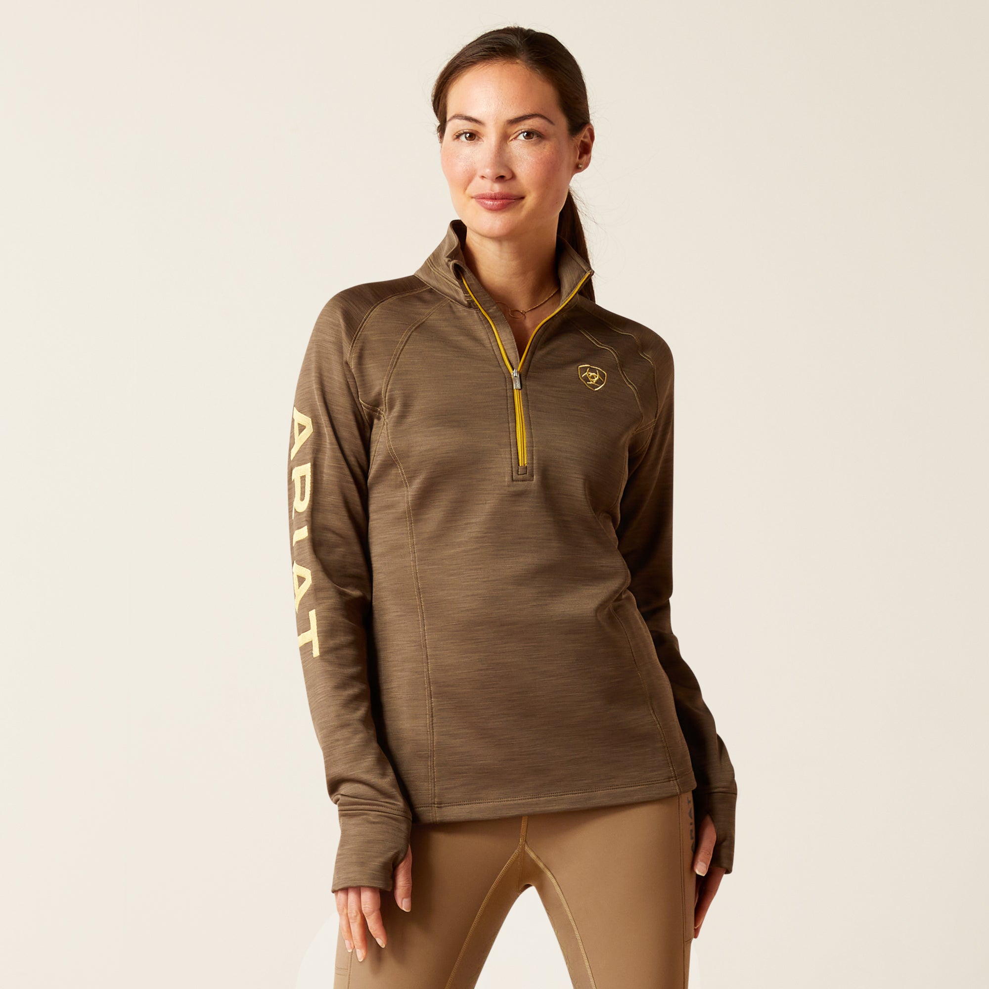 Pullover WMS Tek Team 1/2 Zip Sweatshirt canteen | 10046709 - Reitstiefel Kandel - Dein Reitshop