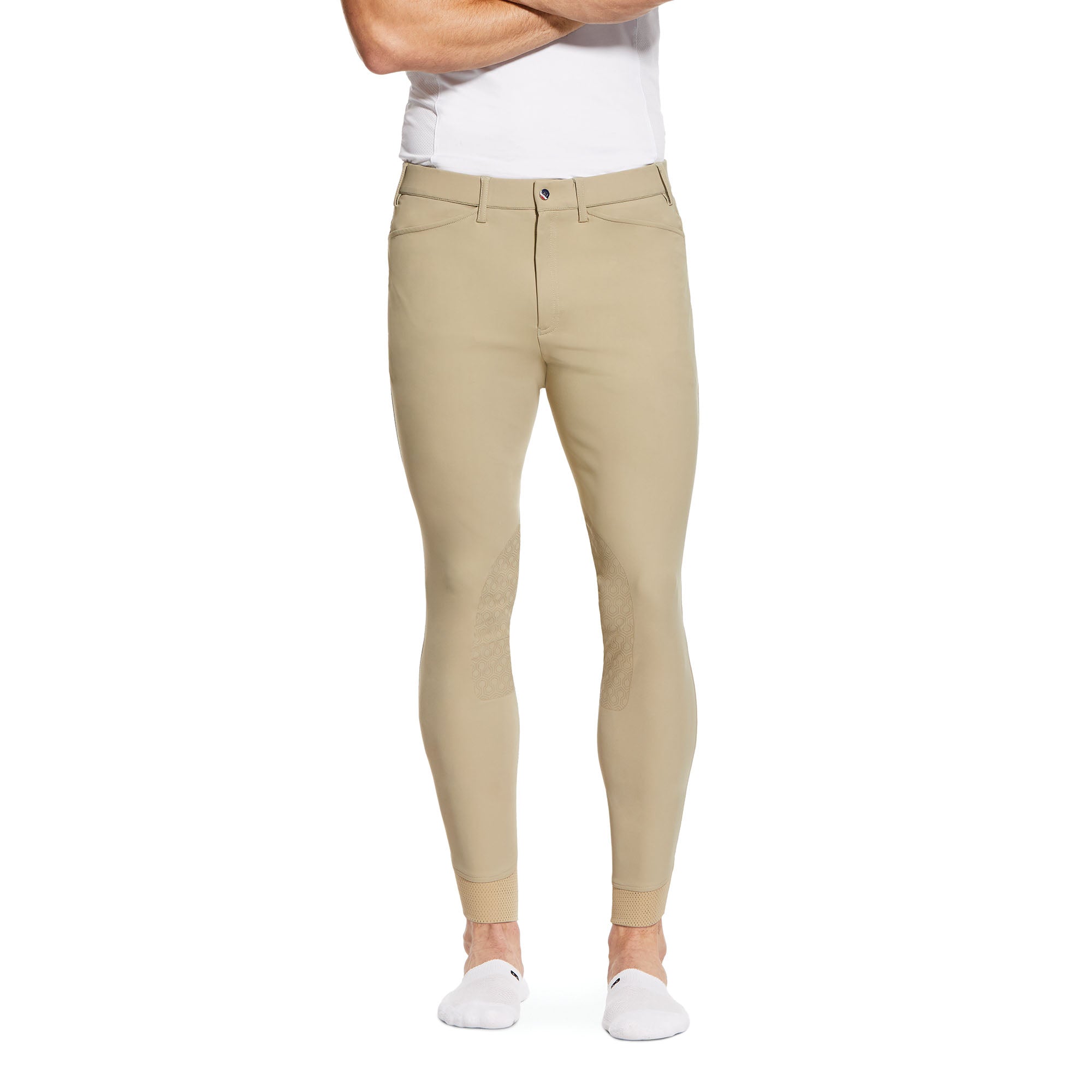 Pantalones de montar de agarre mns tri factor agarre parche de rodilla broch olympia bronceado | 10030543