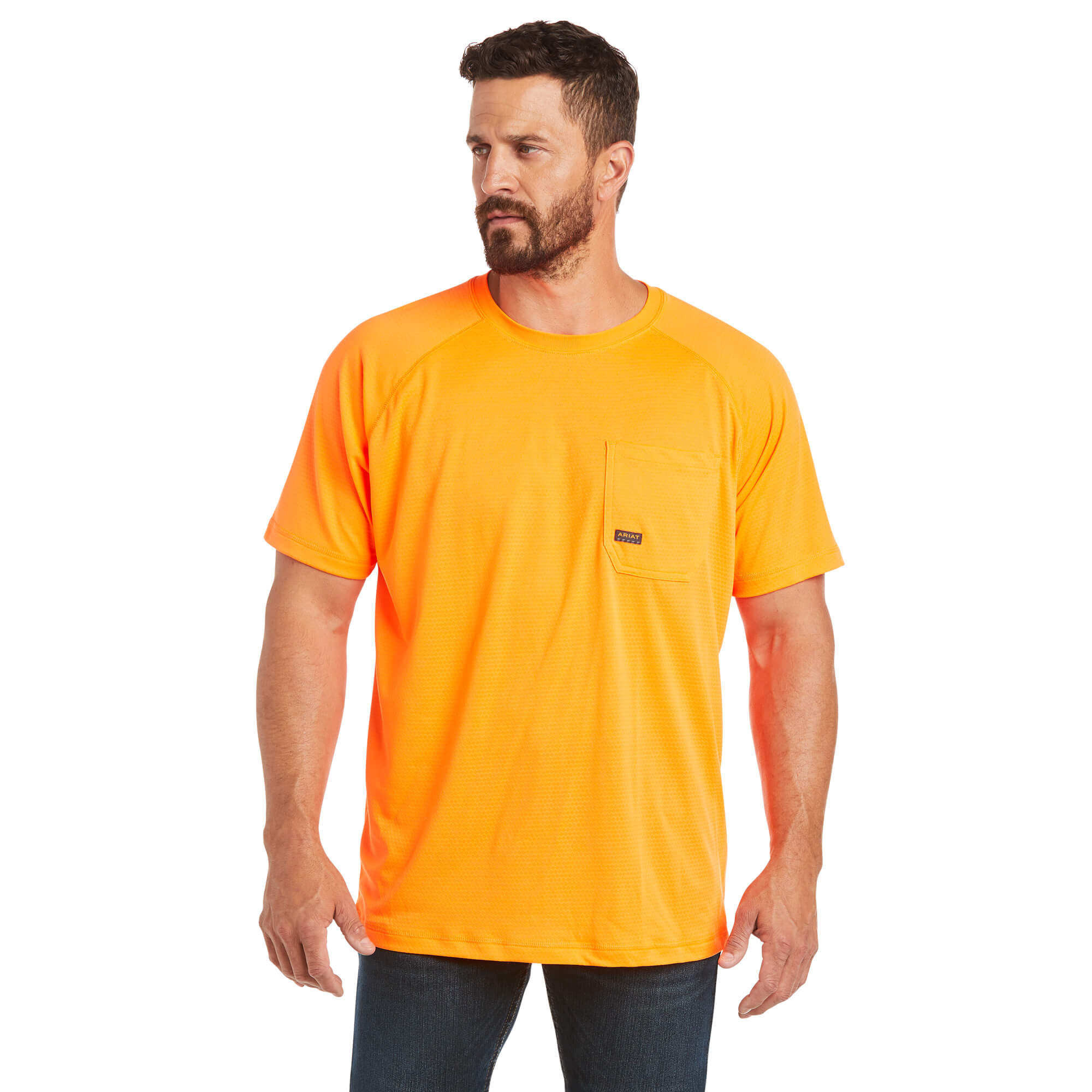 Kurzarm Shirt MNS Rebar Heat Fighter T-Shirt neon orange | 10031040