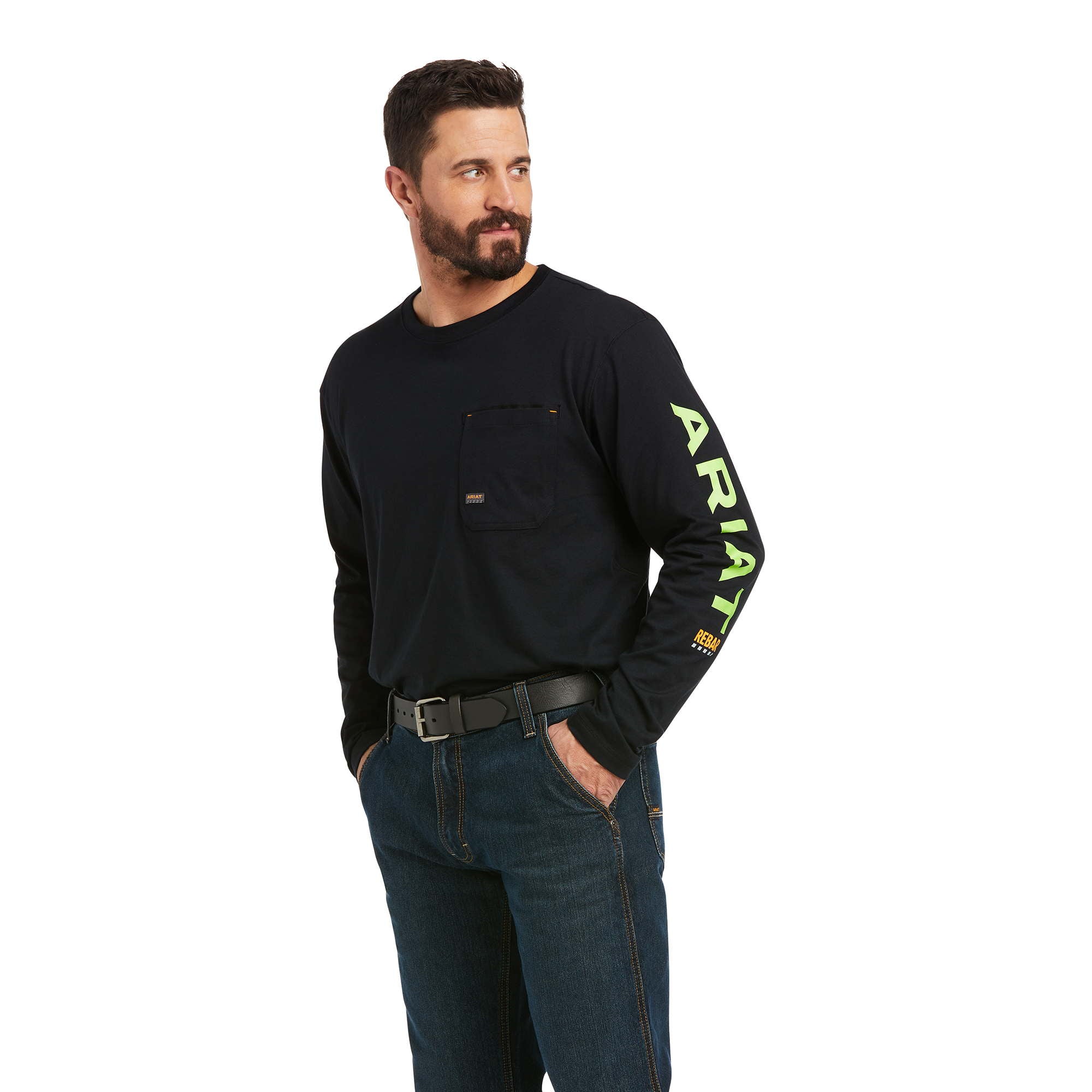 Kurzarm Shirt MNS Rebar Workman Logo black/lime | 10037405