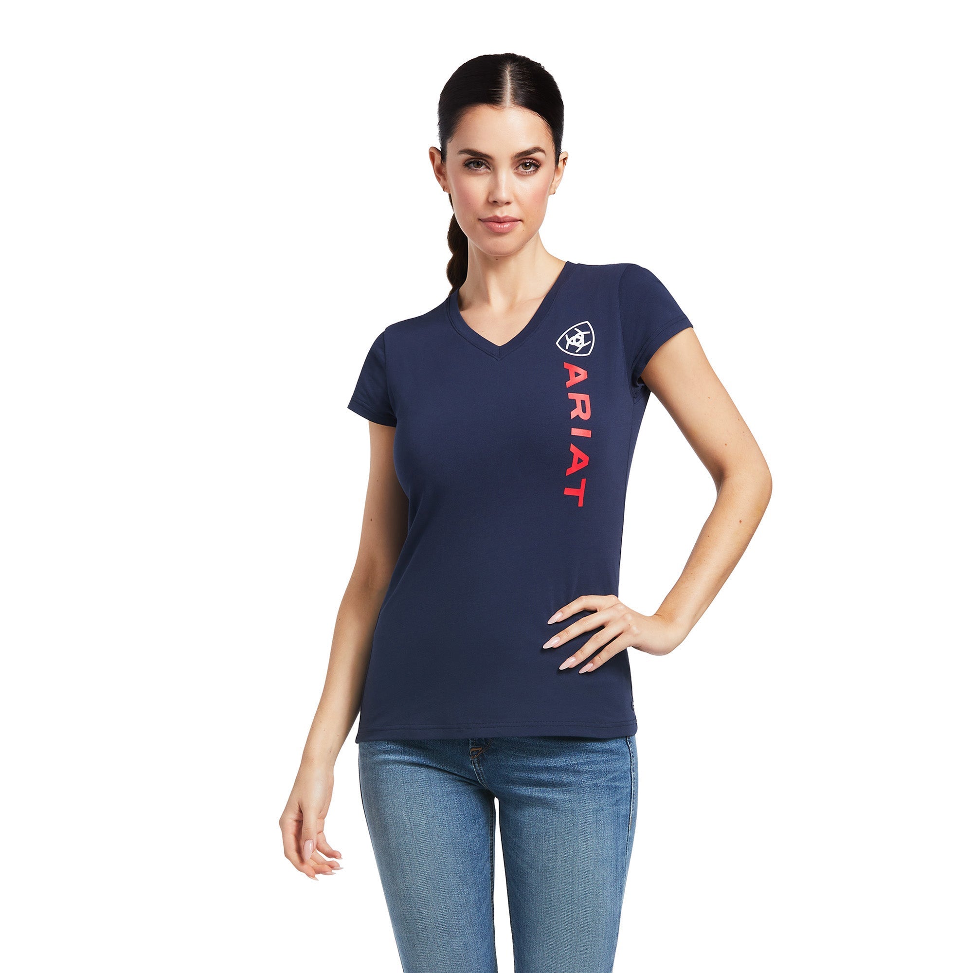 Kurzarm Shirt WMS Vertical Logo T-Shirt navy | 10039227