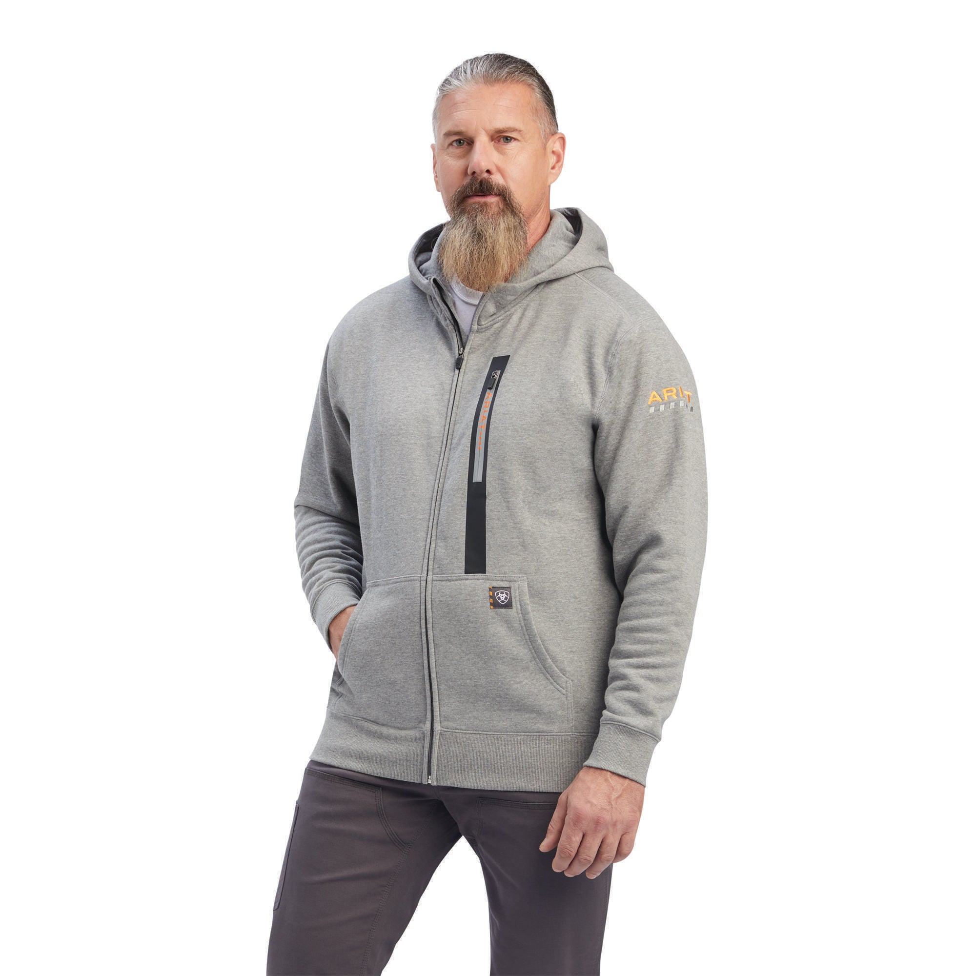 MNS Rebar Workman hoodie met volledige ritssluiting, gemêleerd grijs