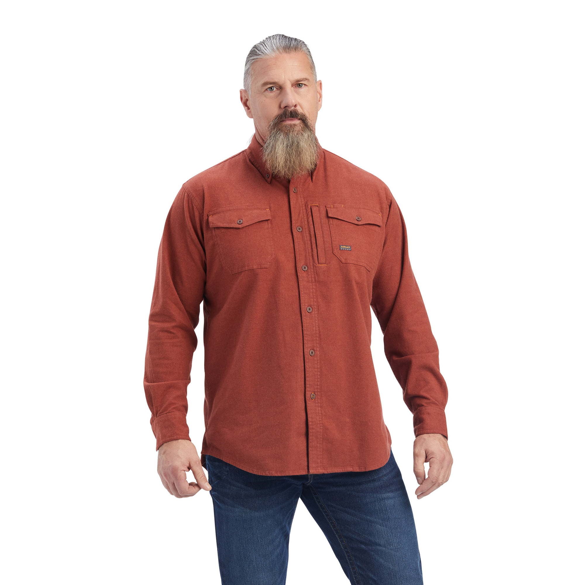 Kurzarm Shirt MNS Rebar Flannel DuraStretch  Work Shirt cherry mahogany | 10041604