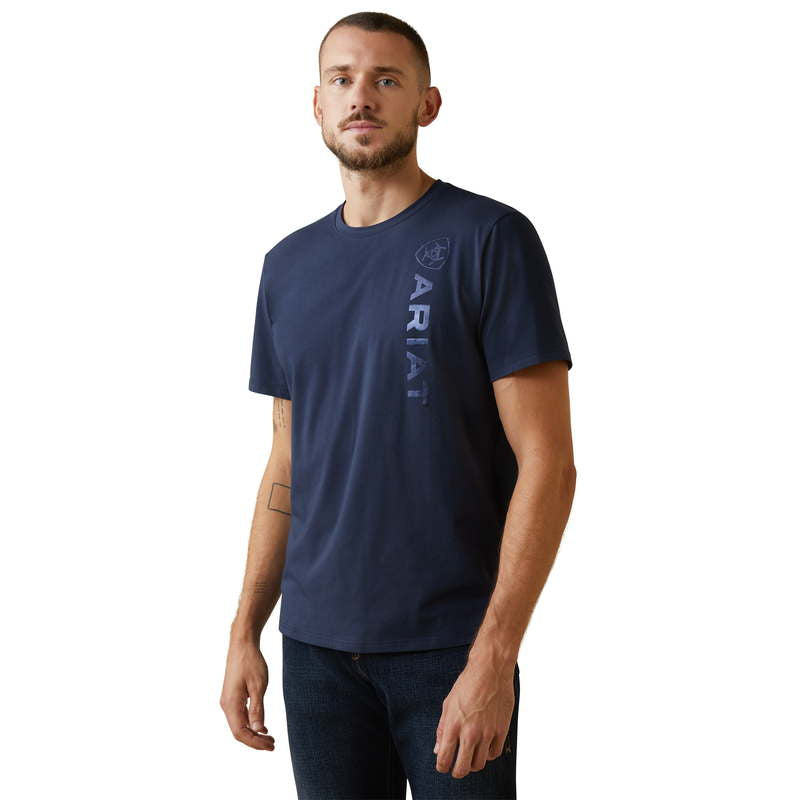 Kurzarm Shirt MNS Vertical Logo T-Shirt navy | 10043372