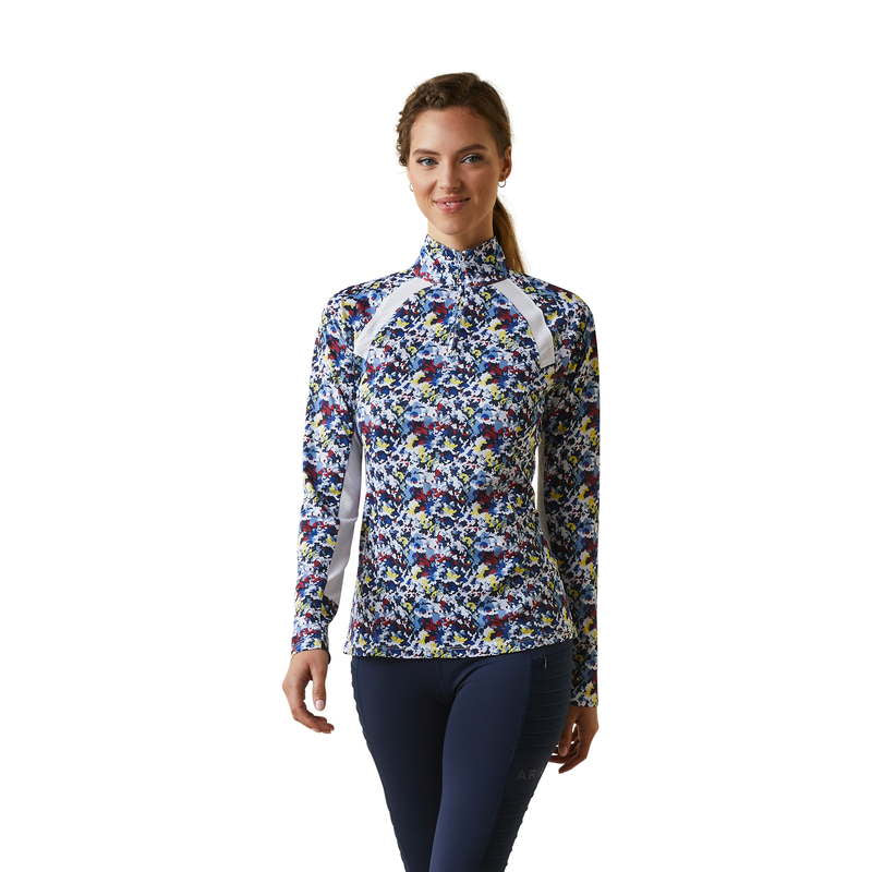 Kurzarm Shirt WMS Sunstopper 2.0 1/4 Zip Baselayer blue camo floral | 10043599