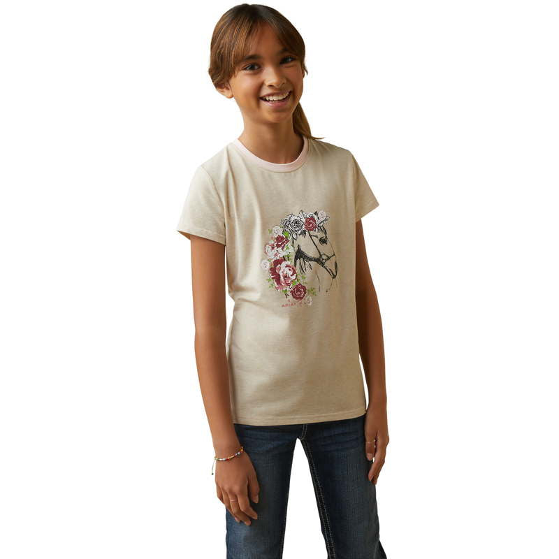 Kurzarm Shirt YTH Flora T-Shirt oatmeal heather | 10043740