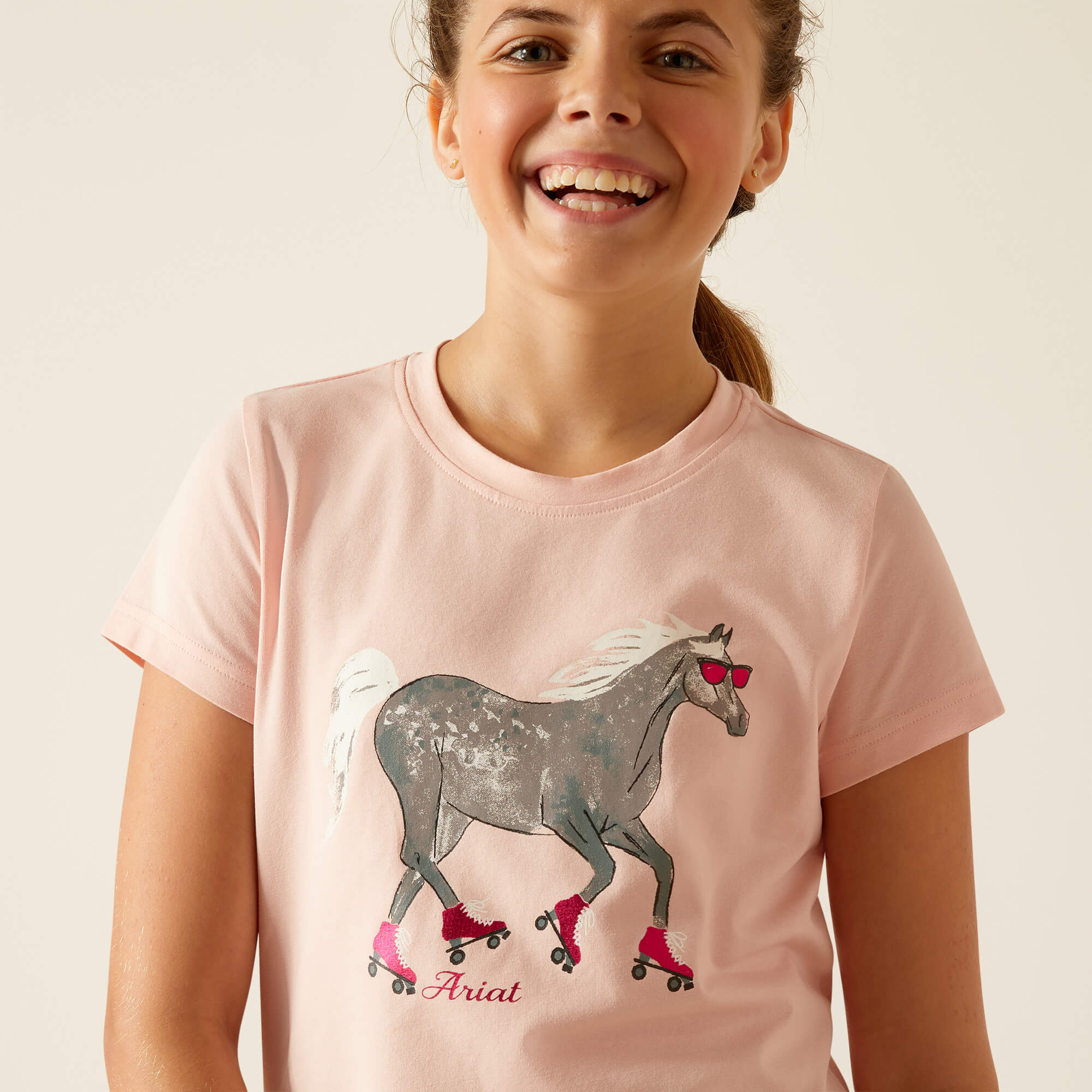 T-shirt de poney à rouleaux à rouleaux à roulettes rougissant Rose à rougissement | 10048554