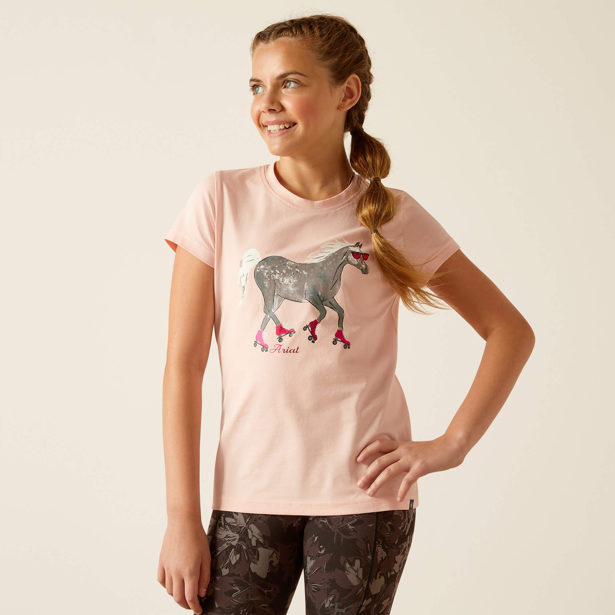 T-shirt de poney à rouleaux à rouleaux à roulettes rougissant Rose à rougissement | 10048554