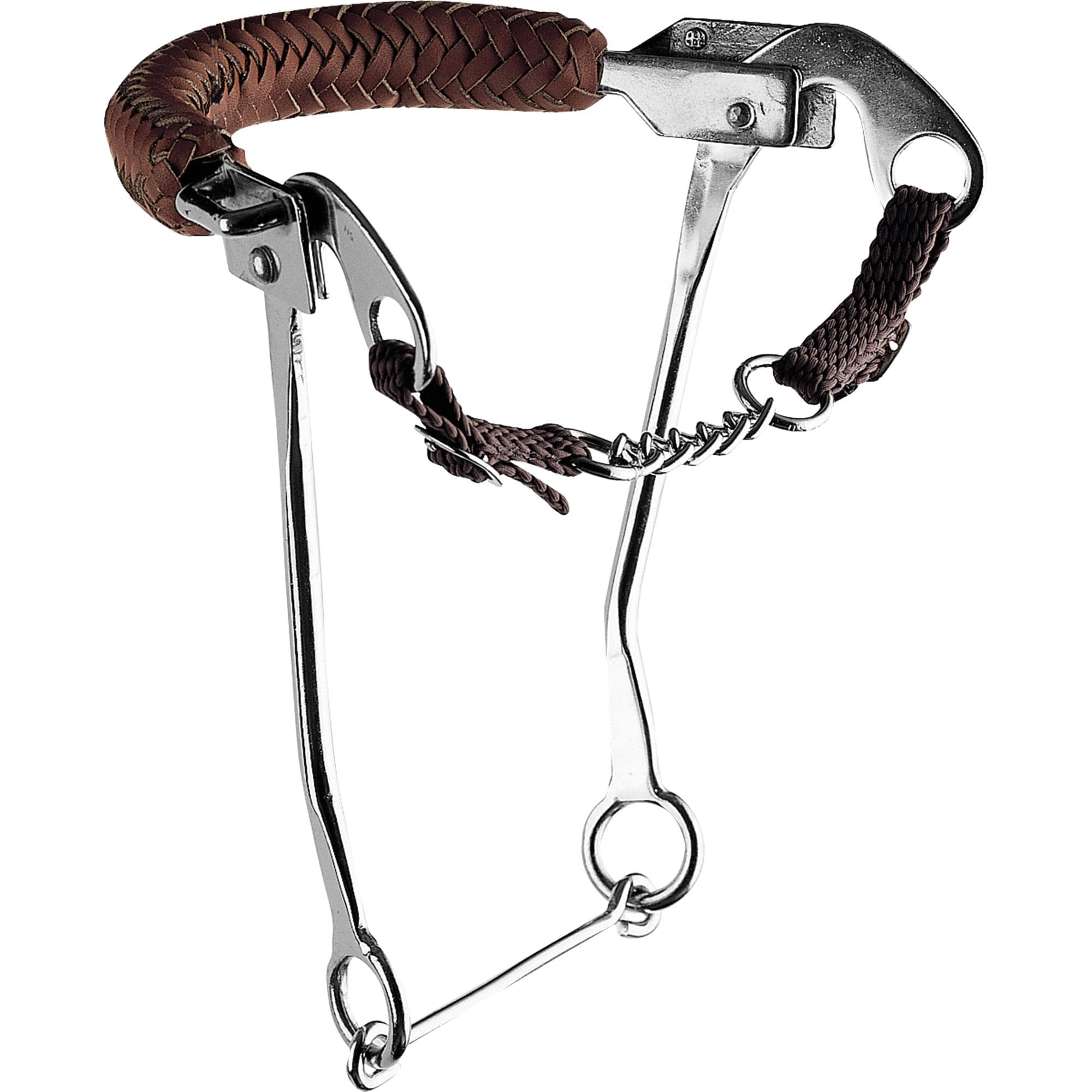 HACKAMORE Edelstahl SEITENTEILE NASENBAND LEDER GEFLOCHTEN | 4214356