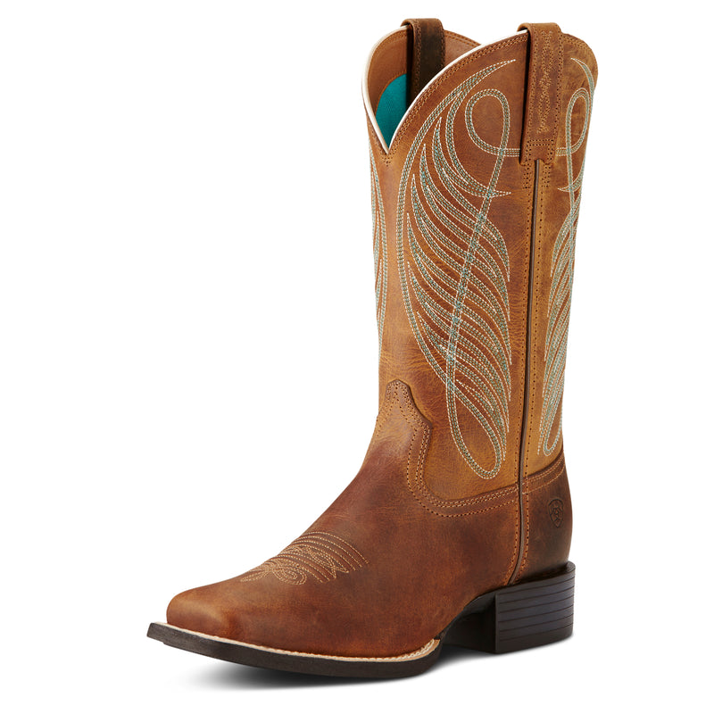 Western Boots WMS Round Up Wide Square Toe Western Boot powder brown | 10018528