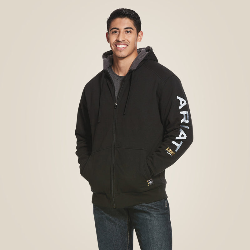 Hoodie MNS Rebar All-Weather Full Zip Hoodie zwart | 10027833