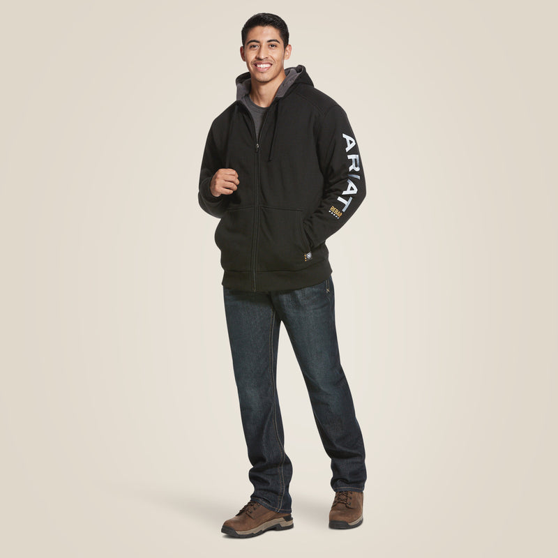 Hoodie MNS Rebar All-Weather Full Zip Hoodie zwart | 10027833