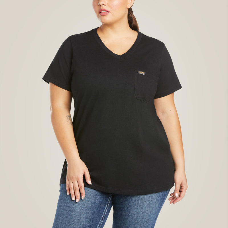 Top WMS Rebar Cotton Strong V-Neck Top noir | 10035381