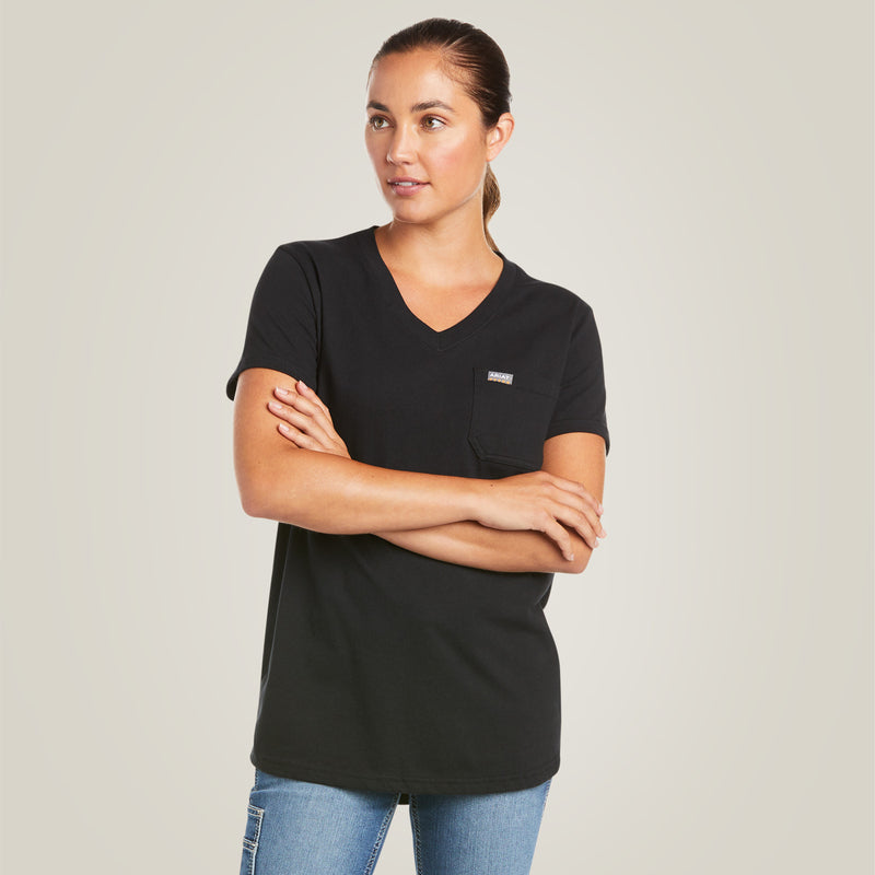 Top WMS Rebar Cotton Strong V-Neck Top black | 10035381