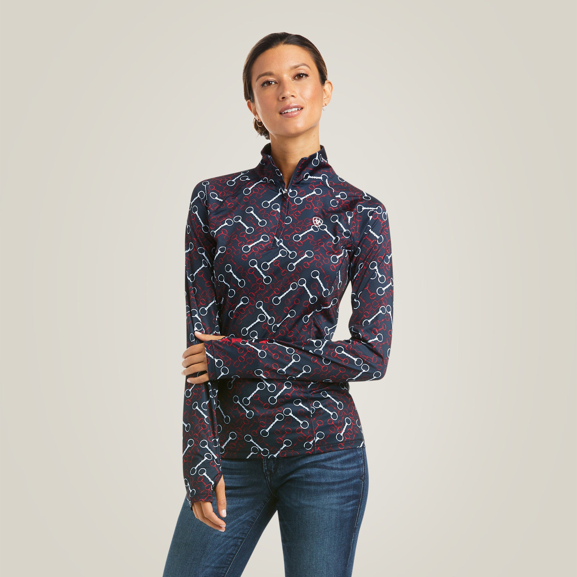 Langarm Shirt WMS Lowell 2.0 1/4 Zip Bâle d'équipe Print | 10037375