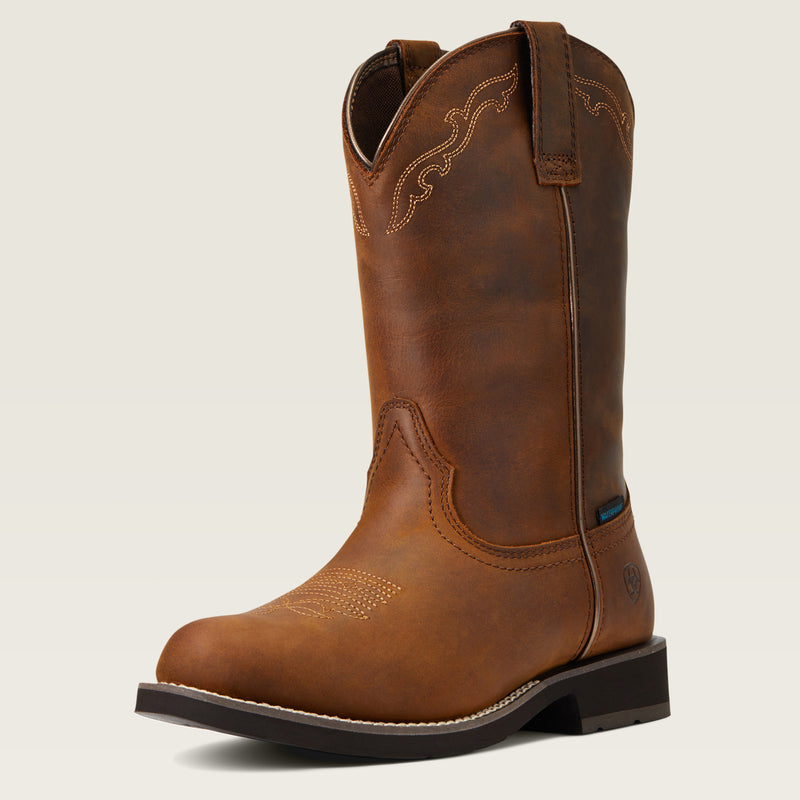 ウエスタンブーツ WMS Delilah Round Toe Waterproof Western Boots distressed brown｜10040272