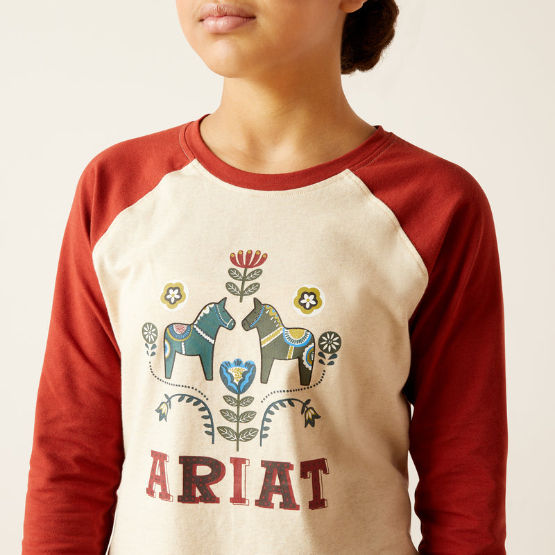 Breve camisa de brazo YTH Dala Horses Camiseta Avena Heather/Red Ocher | 10046495