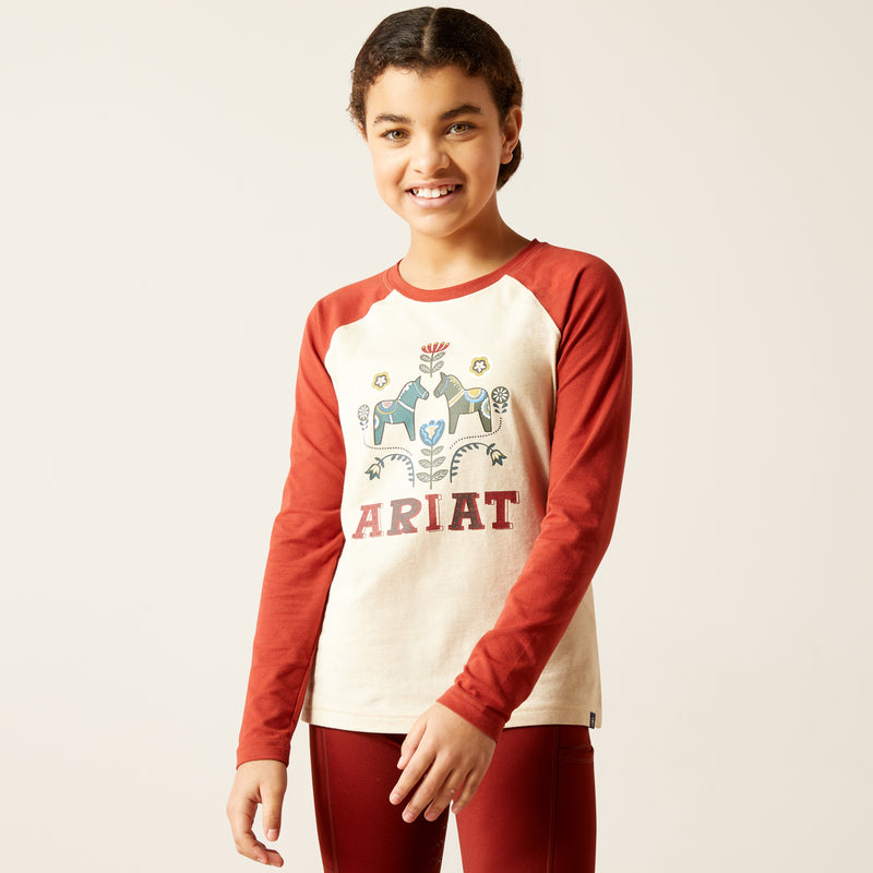 Kurzarm Shirt YTH Dala Horses T-Shirt oatmeal heather/red ochre | 10046495