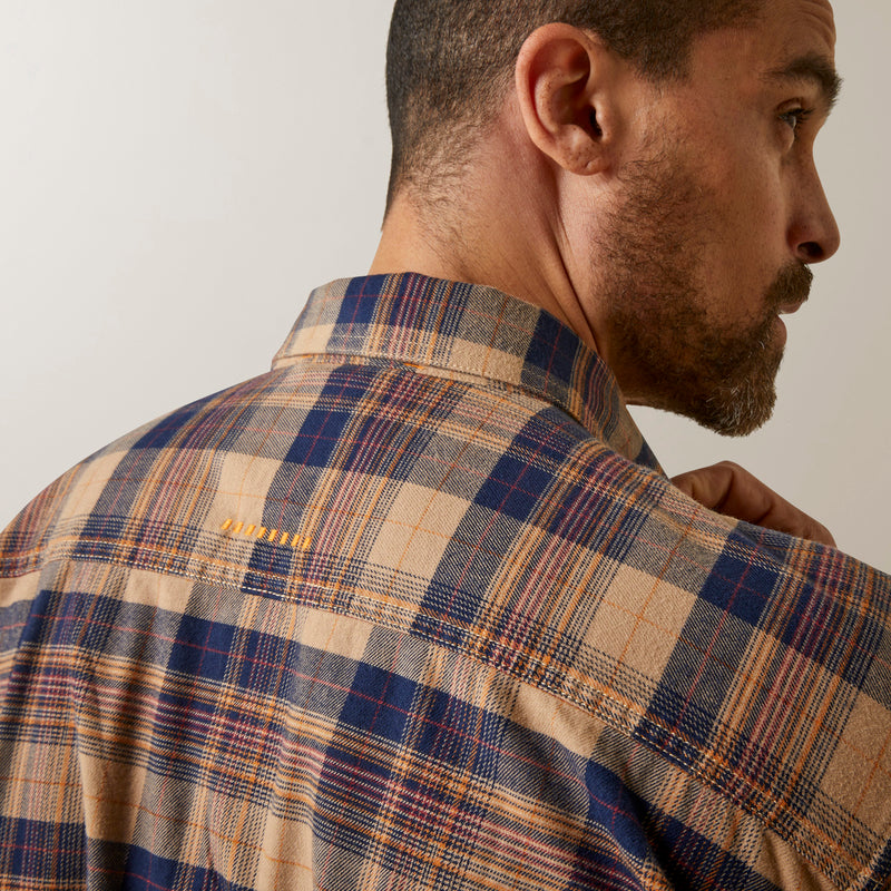 Bref Shirt Shirt MNS Rebar Flanelle Durastretch Travail Shirt Tiger's Eye Plaid | 10046636