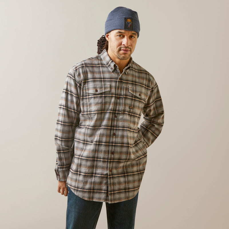 シャツシャツmns rebar flannel durastretletch wark shirt alloy plaid | 10046640