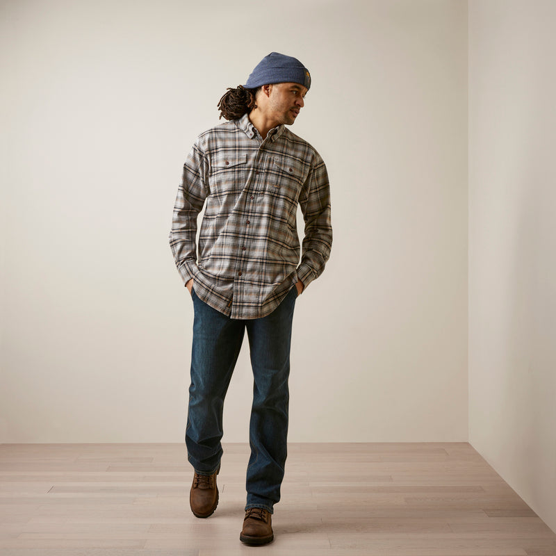 シャツシャツmns rebar flannel durastretletch wark shirt alloy plaid | 10046640