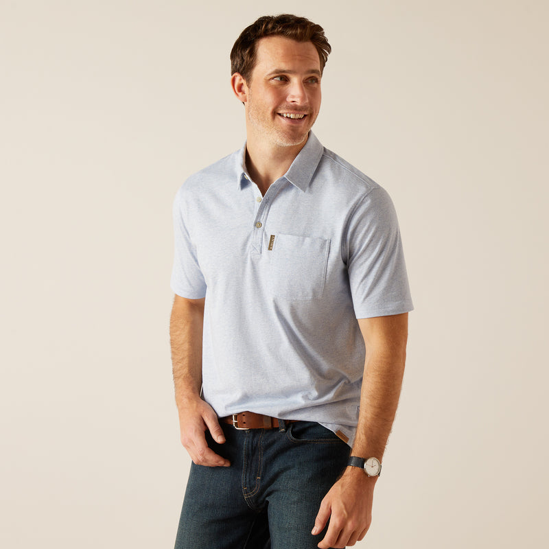 قميص قصير الأكمام MNS Chorley Polo chambray أزرق | 10048515