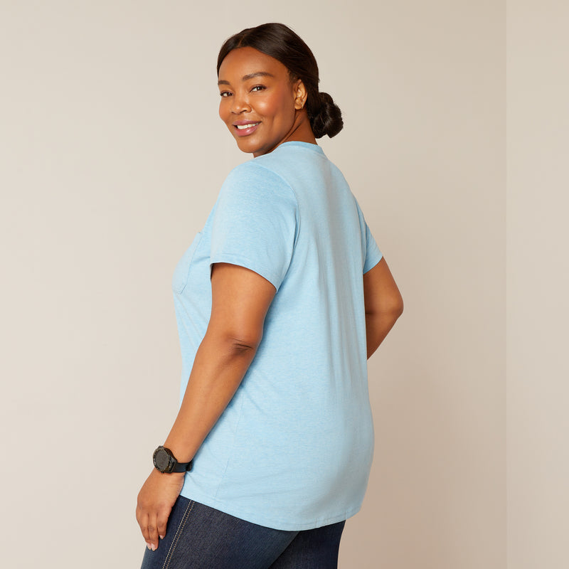 Top WMS REBAR COTTON Strong Valle V-Neck Top Norse Blue Heather | 10048733