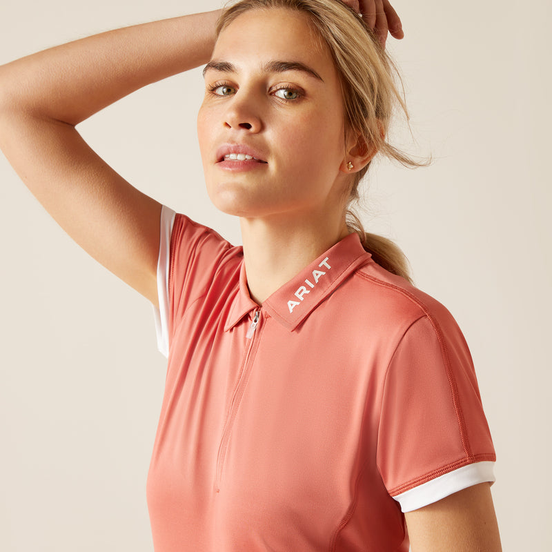 Kort armshirt WMS Bandera 1/4 Zip Polo vervaagde Rose | 10048803