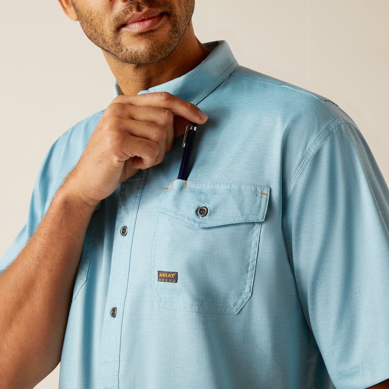 Short arm Shirt Mns Rebar Made Tough Ventek Durastretch Work Shirt Bluejay Heather | 10048865