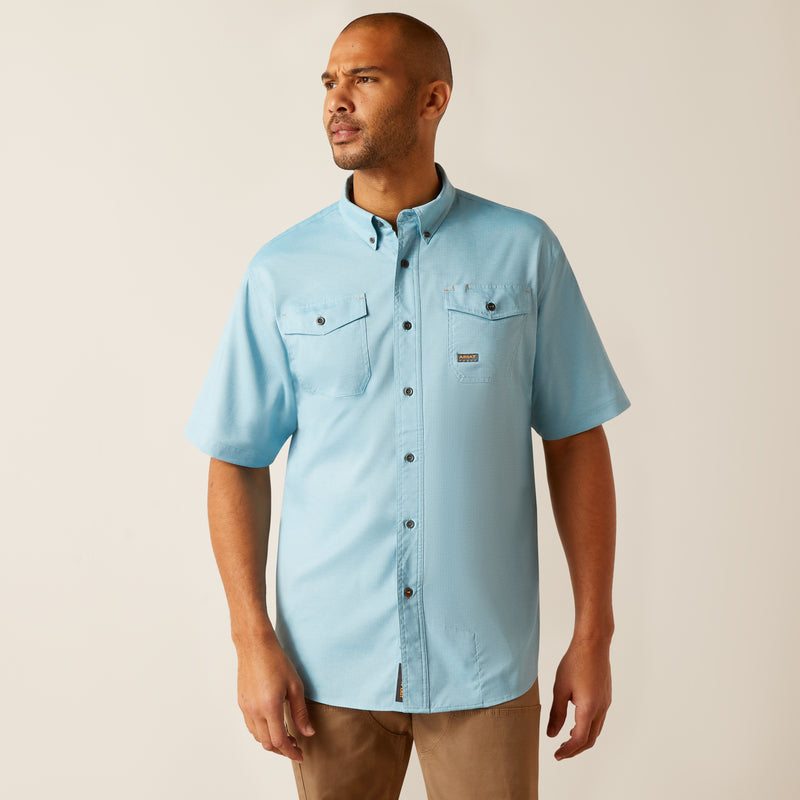 Short arm Shirt Mns Rebar Made Tough Ventek Durastretch Work Shirt Bluejay Heather | 10048865