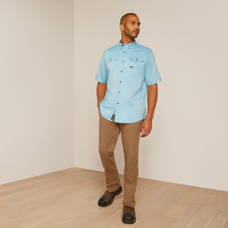 Short arm Shirt Mns Rebar Made Tough Ventek Durastretch Work Shirt Bluejay Heather | 10048865