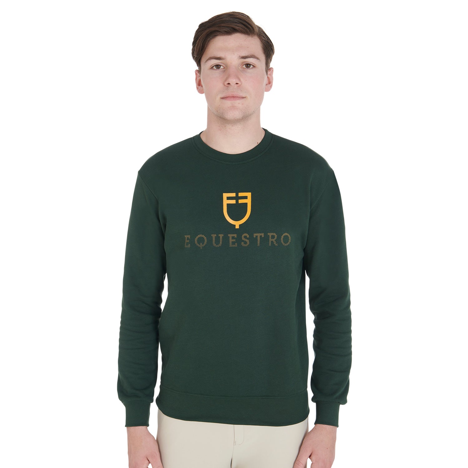 Pullover Men'S Cotton Crewneck Sweatshirt With Logo On The Chest