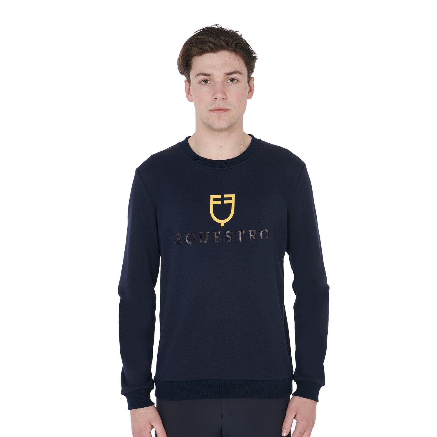 Pullover Men'S Cotton Crewneck Sweatshirt With Logo On The Chest