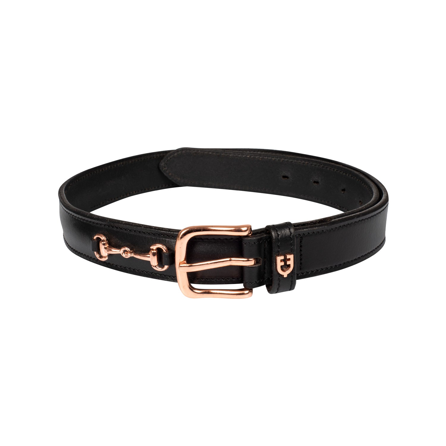 Belt english belt with rose gold snaffle bits