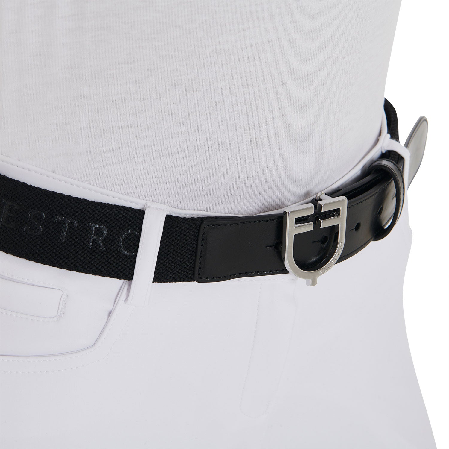 Gürtel Leather Belt With Elastic And Lettering